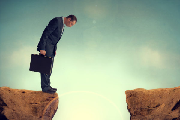 Man facing challenge at work